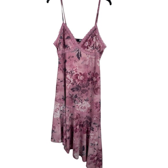 Madden Nyc Dresses & Skirts - Y2K Babydoll Madden NYC Cocquette Pink Floral Lace Asymmetrical Slip Dress L